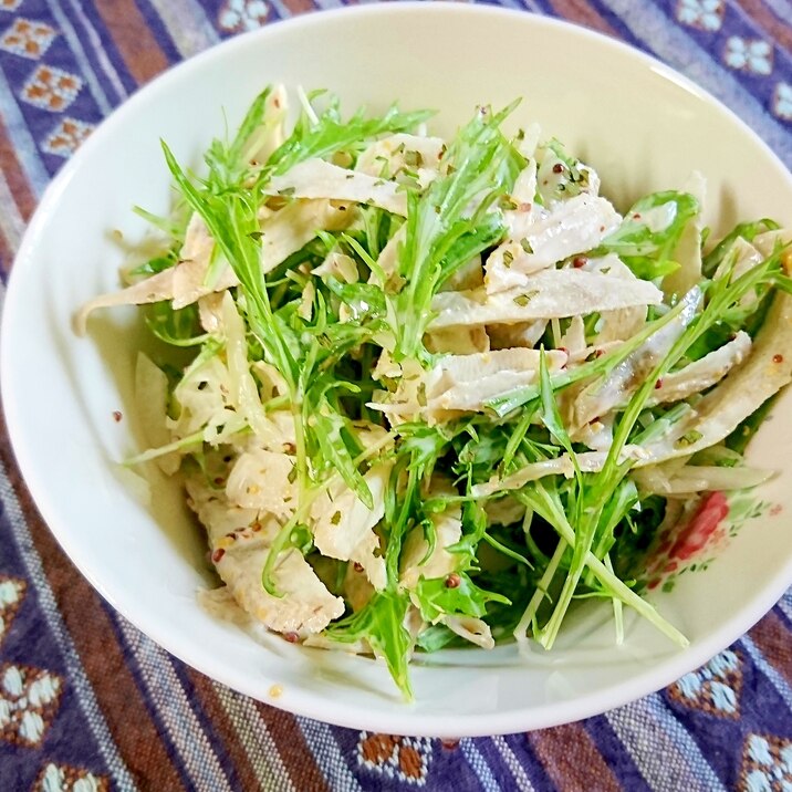 水菜とゴボウのシャキシャキサラダ